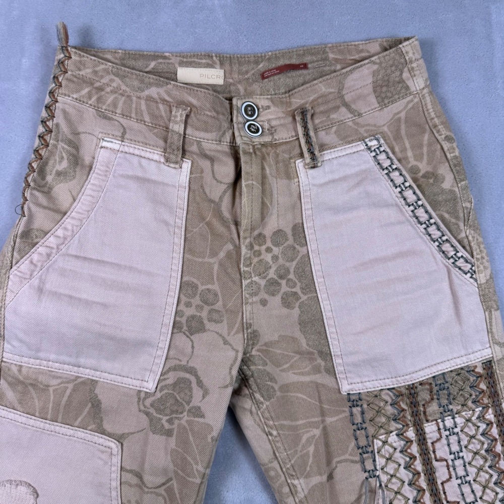 Anthropologie Pilcro The Camp Wanderer Patchwork Embroidered Pants Size 26 - Picture 6 of 9